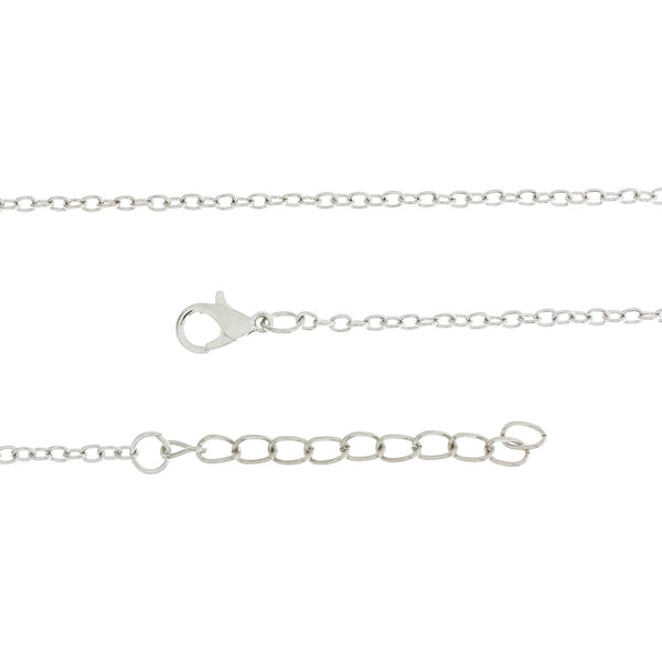 Silver Tone Cable Chain Necklace 17" - 2mm - 1 Necklace - N165