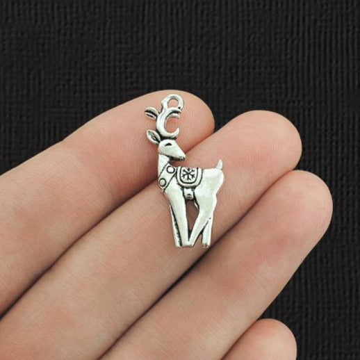 8 Reindeer Antique Silver Tone Charms - XC056