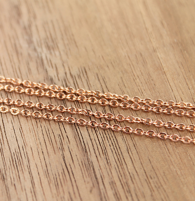Rose Gold Stainless Steel Cable Chain 18" - 1.5mm - 5 Necklaces - N533