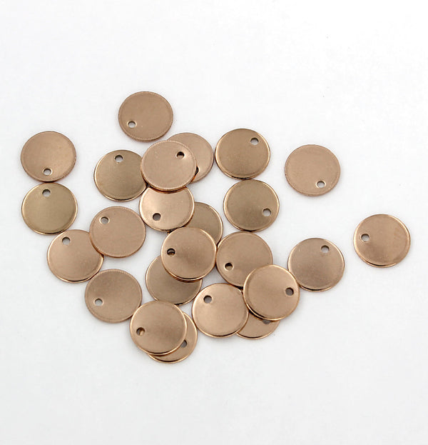 Circle Stamping Blanks - Rose Gold Stainless Steel - 10mm - 4 Tags - MT624