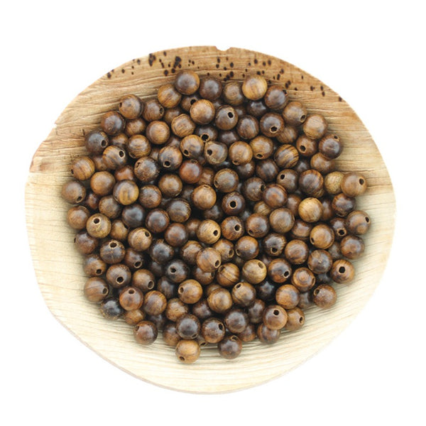 Perles Rondes en Bois 6mm - Marron Coco - 100 Perles - BD2428