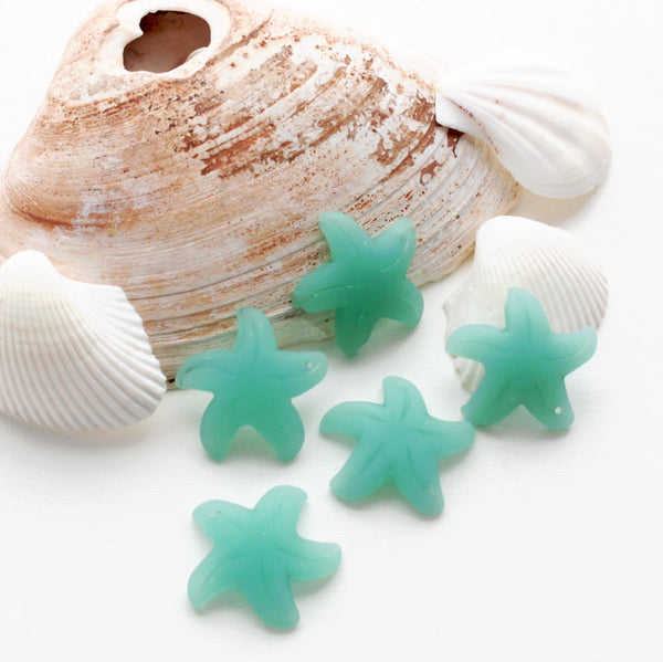 Green Starfish Sea Glass Charm - U114