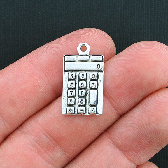 4 Calculator Antique Silver Tone Charms - SC3630