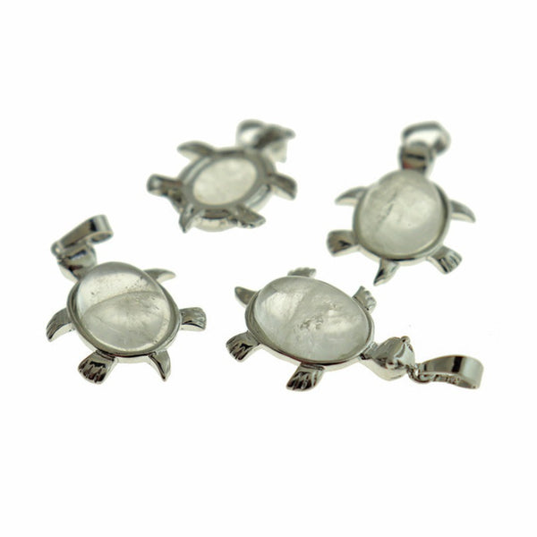 Natural Quartz Gemstone Turtle Pendant - GEM187