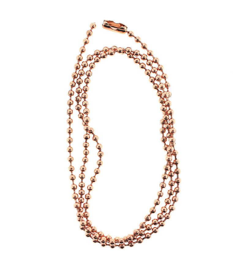 Rose Gold Stainless Steel Ball Chain Necklaces 22" - 2.5mm - 5 Necklaces - N585