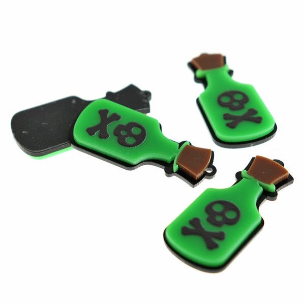 2 Poison Bottle Acrylic Charms - K640