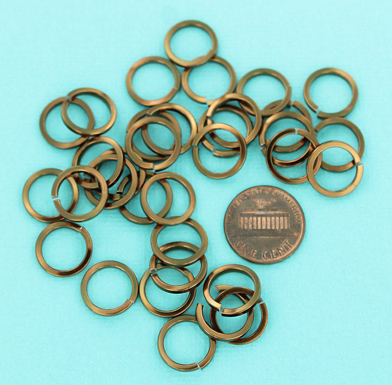 Bronze Tone Jump Rings 13mm x 1.6mm - Open 14 Gauge - 25 Rings - MT010