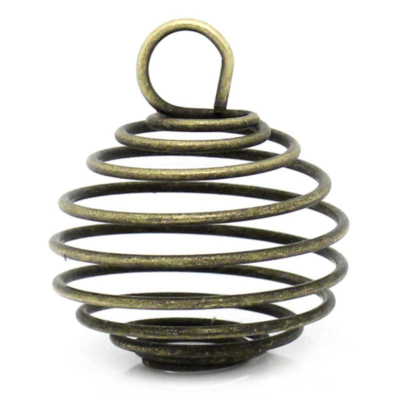 Antique Bronze Tone Bead Cages - 28mm x 19mm - 8 Pieces - FD114