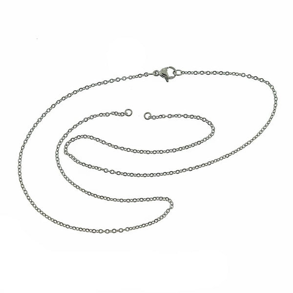 Stainless Steel Cable Chain Connector Necklace 18"- 2mm - 5 Necklaces - N618