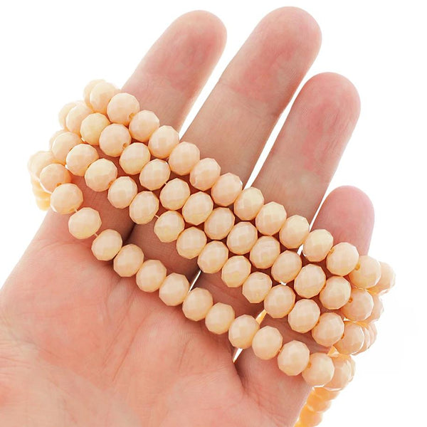 Faceted Glass Beads 8mm x 6mm - Pastel Peach - 1 Strand 70 Beads - BD612