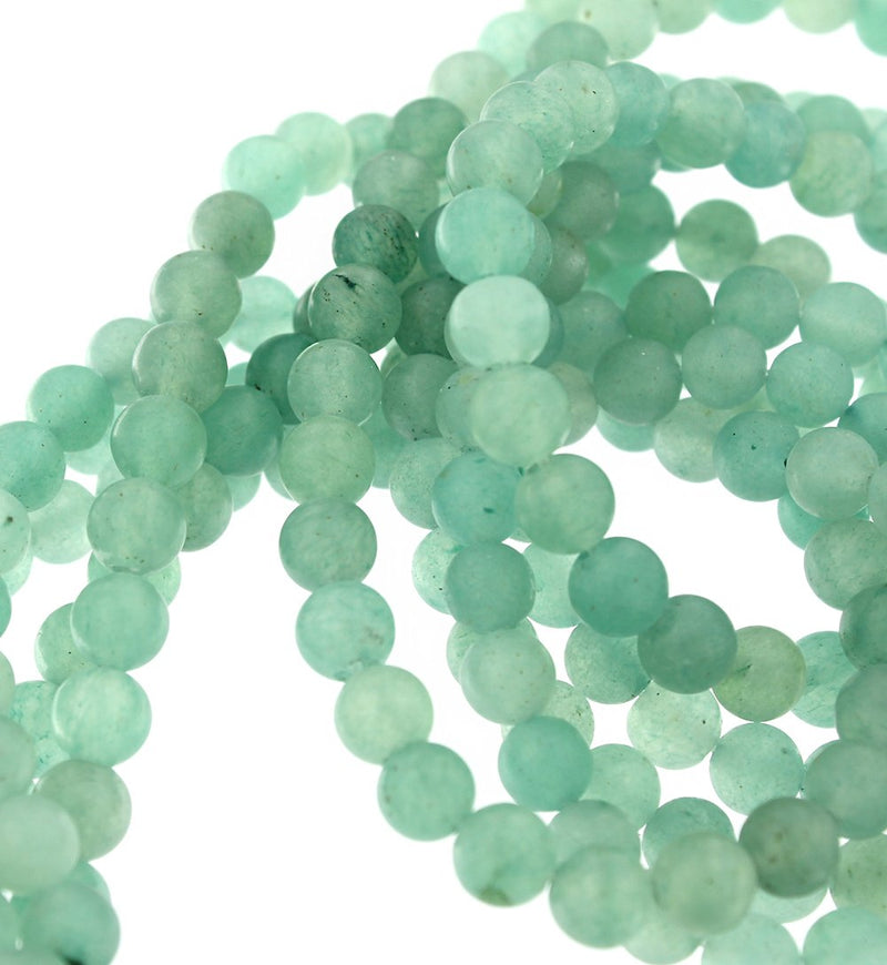 Round Natural Aventurine Beads 6mm - Frosted Sea Green - 1 Strand 65 Beads - BD1677