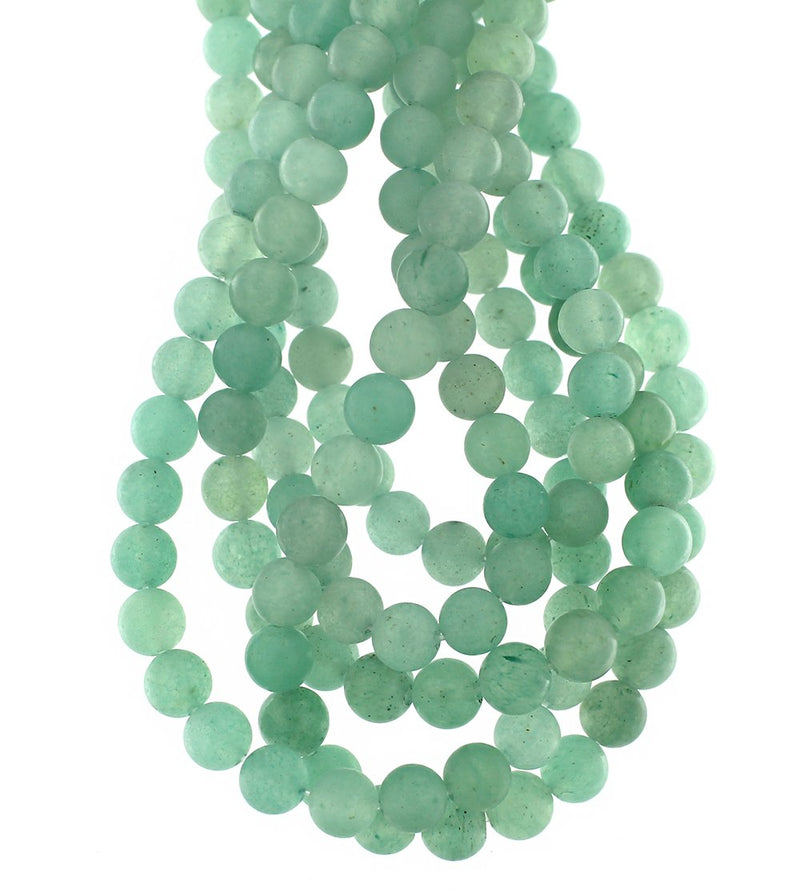 Round Natural Aventurine Beads 6mm - Frosted Sea Green - 1 Strand 65 Beads - BD1677