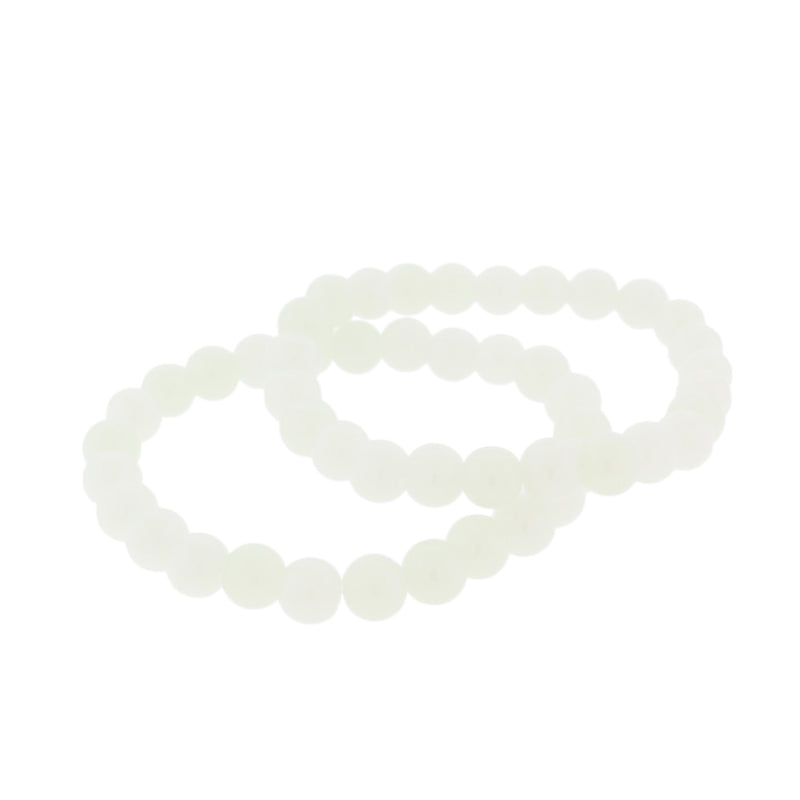 Imitation Jade Bead Bracelets - 50mm - White - 5 Bracelets - BB038
