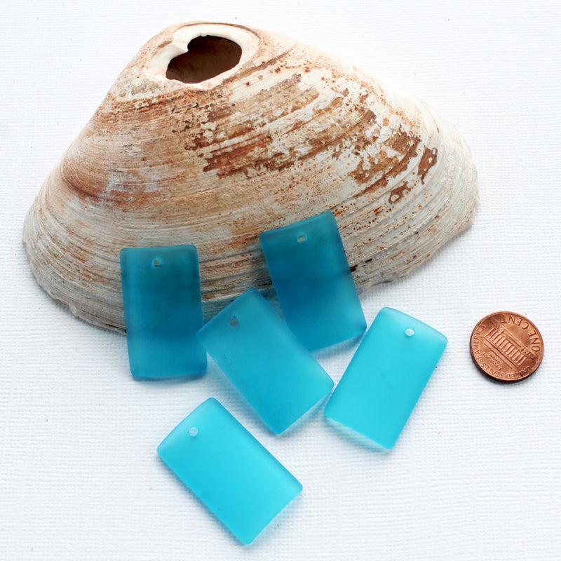 2 Curved Rectangle Cultured Sea Glass Charms - Choose Your Color!