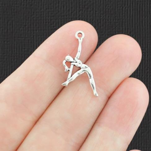 10 Yoga Pose Antique Silver Charms 2 Sided - SC8039