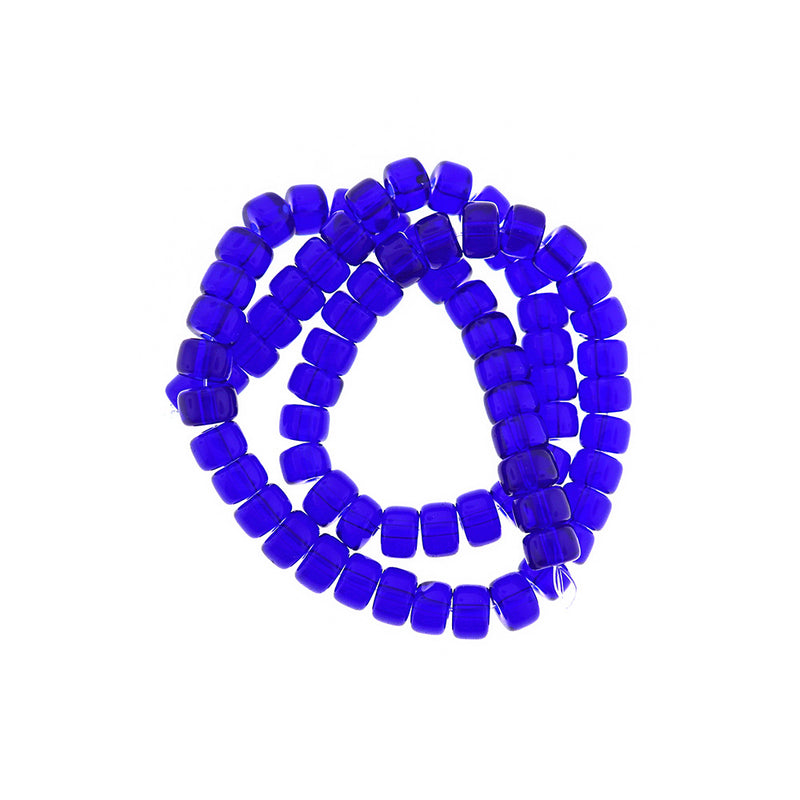 Column Glass Beads 8mm x 5mm - Royal Blue - 1 Strand 69 Beads - BD2382