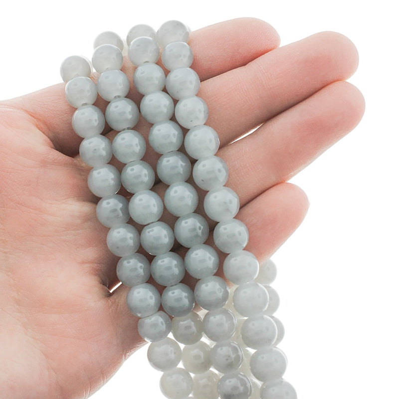 Perles Rondes Imitation Jade 8mm - Gris Clair - 1 Rang 100 Perles - BD2723