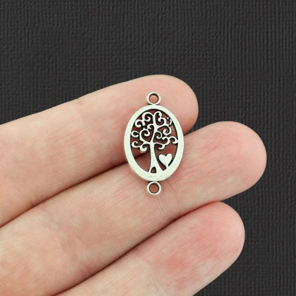 12 Tree of Life Connector Antique Silver Tone Charms 2 Sided - SC2532