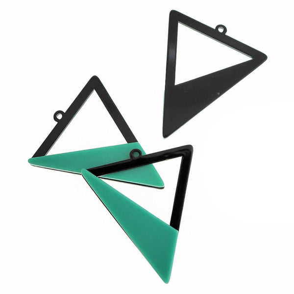 2 Turquoise Triangle Resin Charms - K581