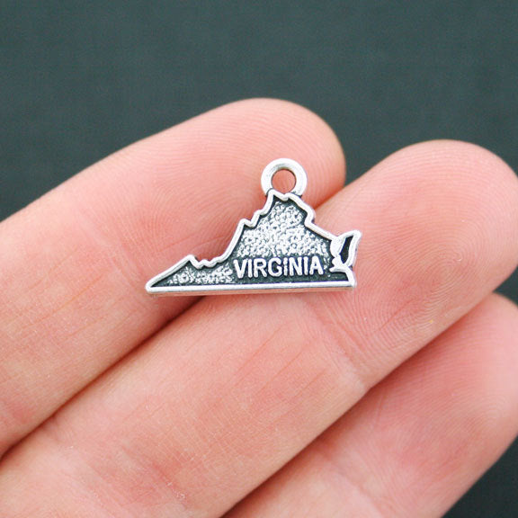 4 Virginia State Antique Silver Tone Charms 2 Sided - SC5214