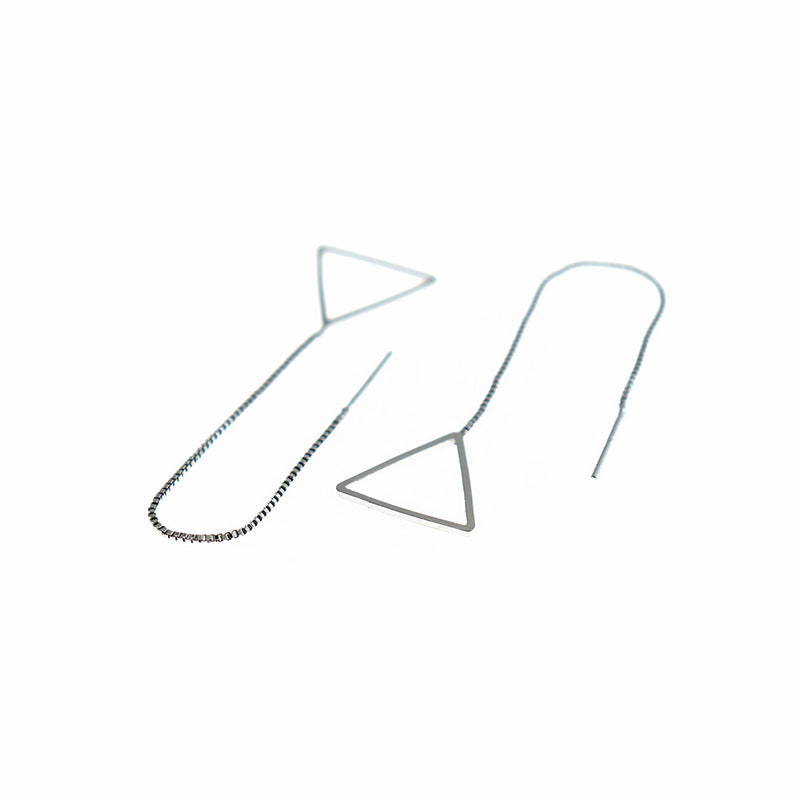 Boucles d'oreilles enfileur triangle en laiton argenté - 93 mm - 2 pièces 1 paire - ER500