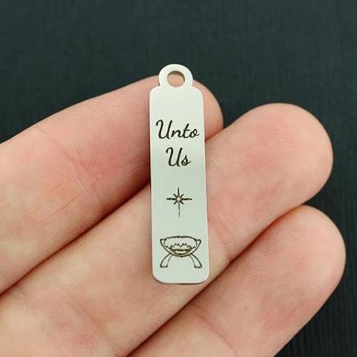 Nativity Stainless Steel Charms - Unto Us - BFS015-7053