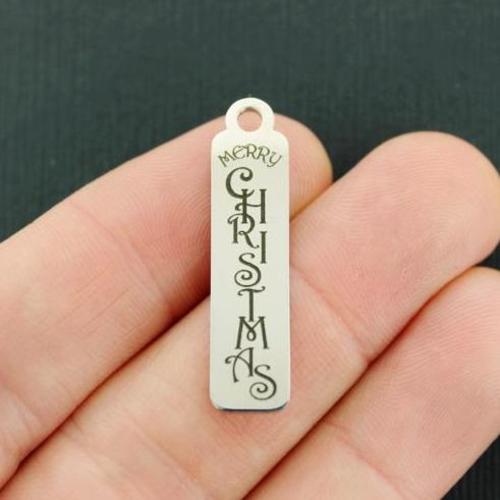 Merry Christmas Stainless Steel Charms - BFS015-7085