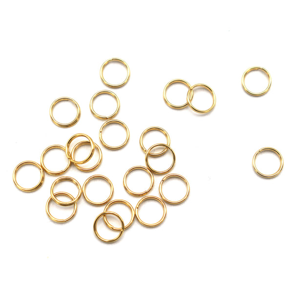 Gold Stainless Steel Split Rings 8mm x 1.3mm - Open 16 Gauge - 12 Rings - SS092