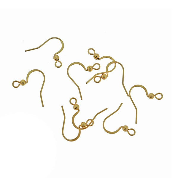 Gold Stainless Steel Earrings - French Style Hooks - 16mm x 19.5mm - 20 Pieces 10 Pairs - FD935