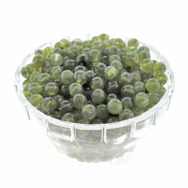 Round Resin Beads 10mm - Olive Green - 25 Beads - BD2227