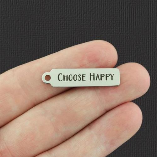 Choose Happy Stainless Steel Charms - BFS015-7154