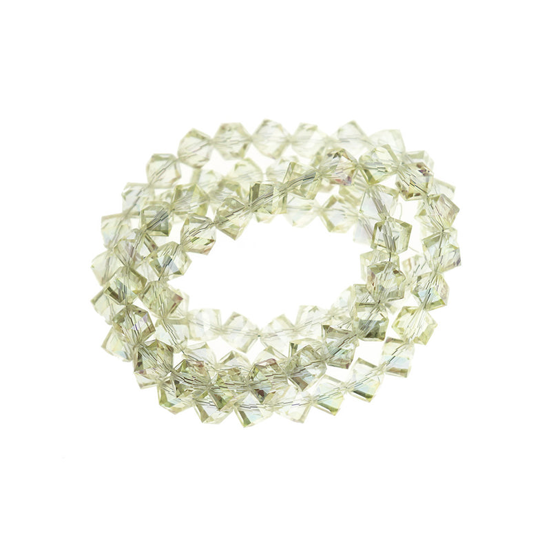 Rhombus Glass Beads 8.5mm x 9.5mm - Electroplated Creamy White - 1 Strand 80 Beads - BD269