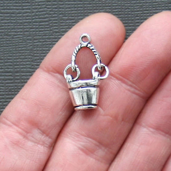 4 Pail Antique Silver Tone Charms 3D - SC1037