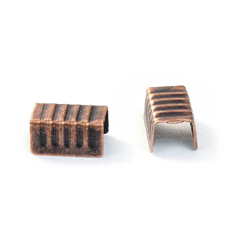 Antique Copper Tone Cord Ends - 8mm x 5mm - 50 Pieces - FD507