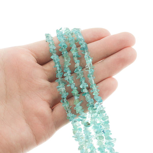 Chip Natural Apatite Beads 3mm - 5mm - Ocean Blue - 1 Strand 360 Beads - BD1682