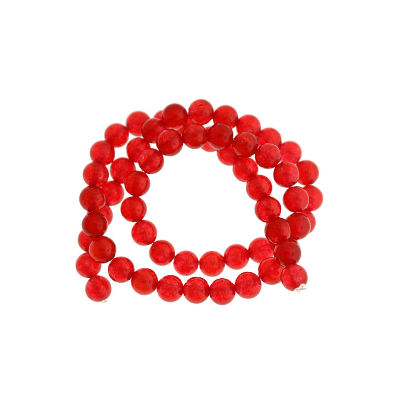 Round Natural Malaysia Jade Beads 6mm - Red - 1 Strand 64 Beads - BD1632