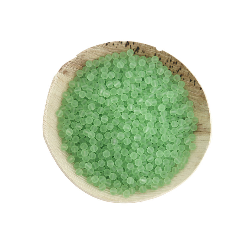Perles de verre de mer rocaille 3mm - Vert givré - 50 perles - U257