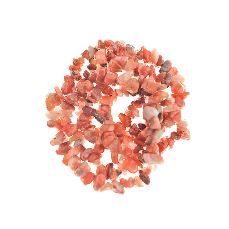 Perles de cornaline naturelles Chip 3-16mm - Orange doux et blanc - 1 brin 225 perles - BD1407