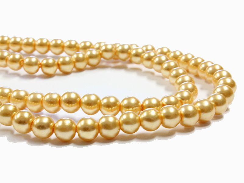 Round Glass Beads 6mm - Champagne Color - 35 Beads - BD244
