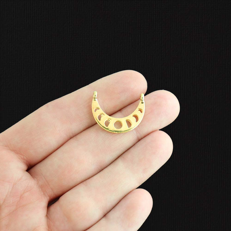 4 Moon Phases Crescent Moon Connector Gold Tone Charms - GC821