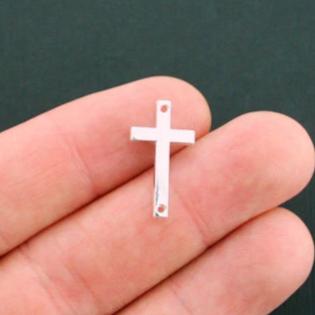 4 Cross Connector Silver Tone Charms 2 Sided - SC5695