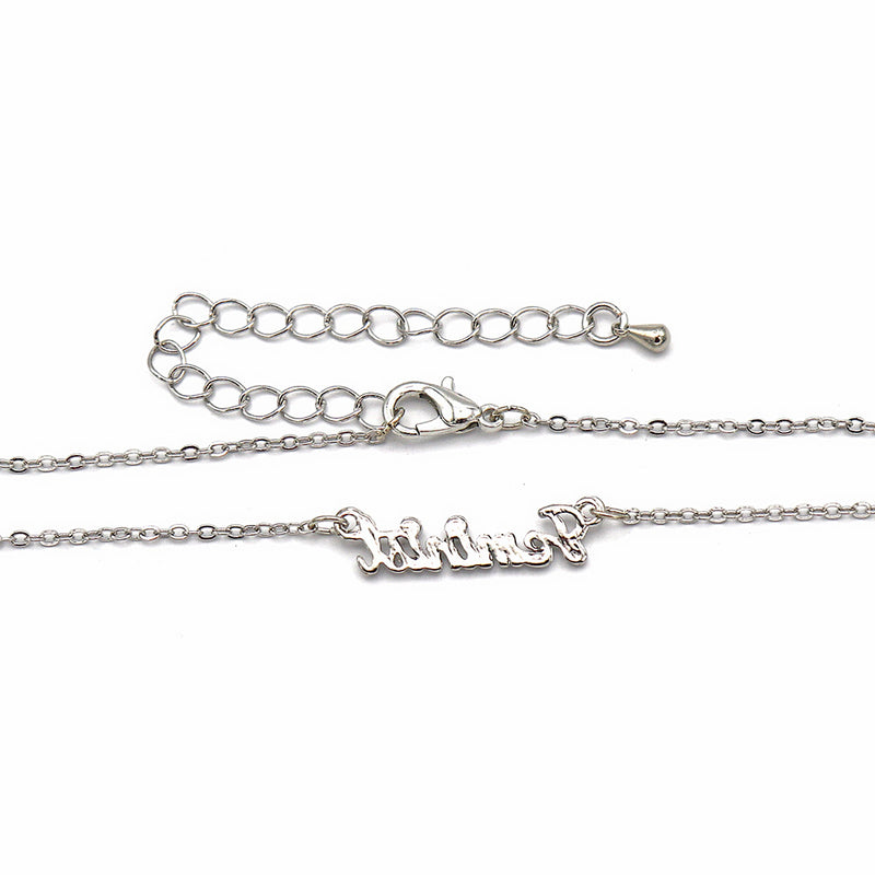 SALE Feminist Silver Tone Cable Chain Necklace With Cubic Zirconia 16" - 1mm - 1 Necklace - N157
