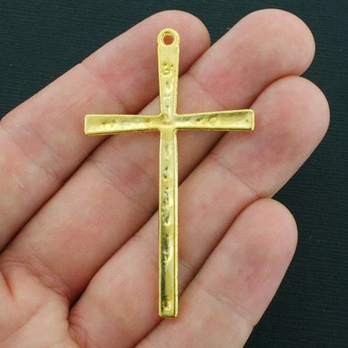 4 Cross Antique Gold Tone Charms - GC405
