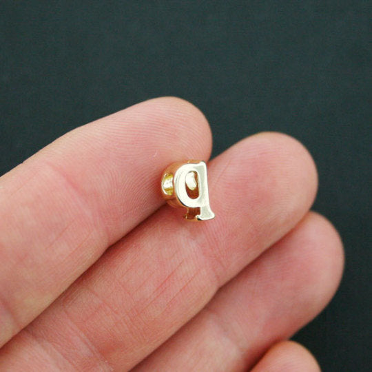 SALE Letter Q Spacer Beads 9mm x 4mm - Gold Tone - 4 Beads - GC681