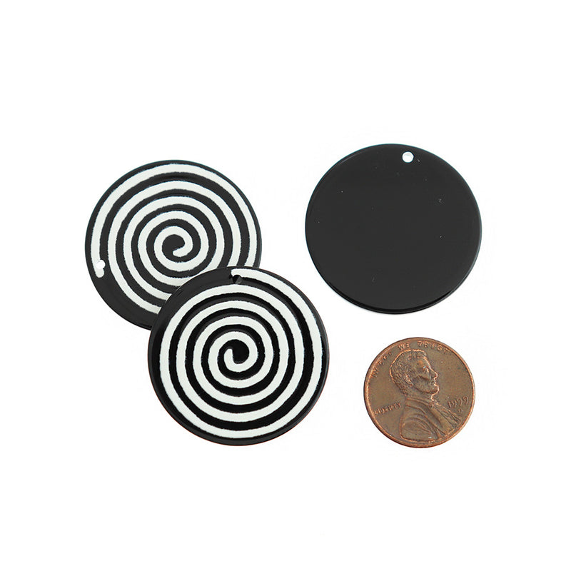 2 Geometric Swirl Acrylic Charms - K574