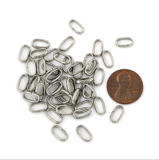 Stainless Steel Oval Jump Rings 10mm x 4mm x 1.9mm - Open 13 Gauge - 50 Rings  - SS019