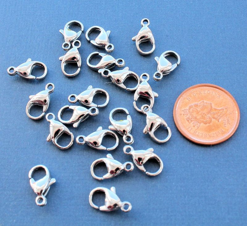 Stainless Steel Lobster Clasps 12mm x 7mm - 10 Clasps - FD080