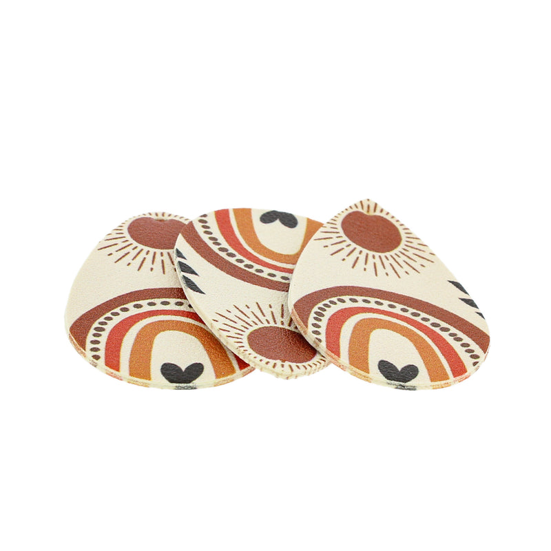 Imitation Leather Teardrop Pendants - Sunshine Rainbow - 2 Pieces - LP278