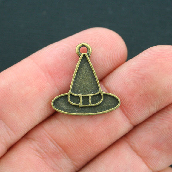 4 Witch Hat Antique Bronze Tone Charms - BC1095