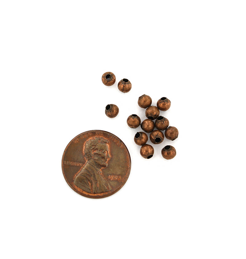Round Spacer Beads 4mm x 4mm - Copper Tone - 500 Beads - FD416